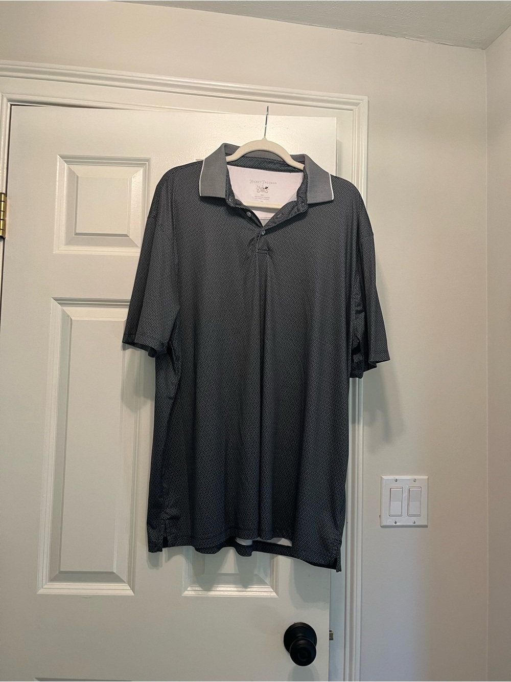 Hickey Freeman Charcoal Gray Polo with Light Gray Contrast Collar